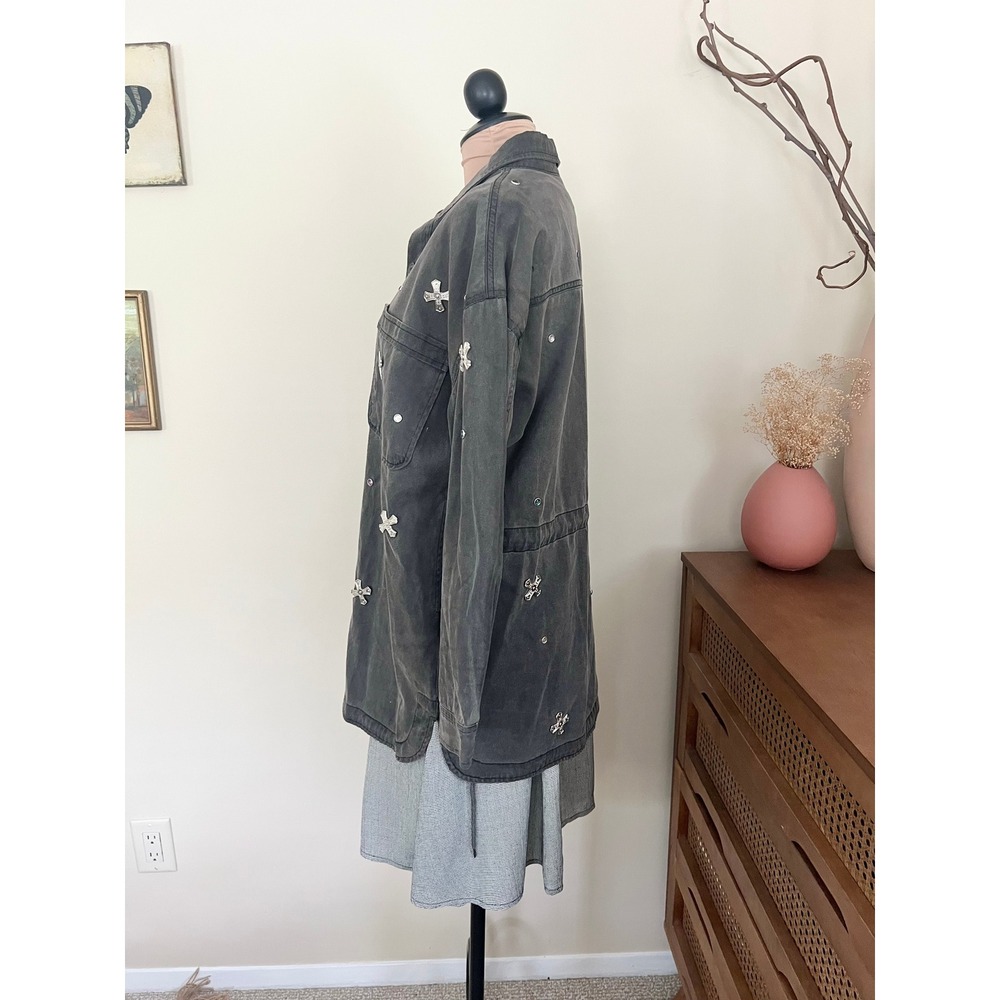 Vintage Y2K Forever 21 Bedazzled Denim Biker Jacket - Picture 6 of 9